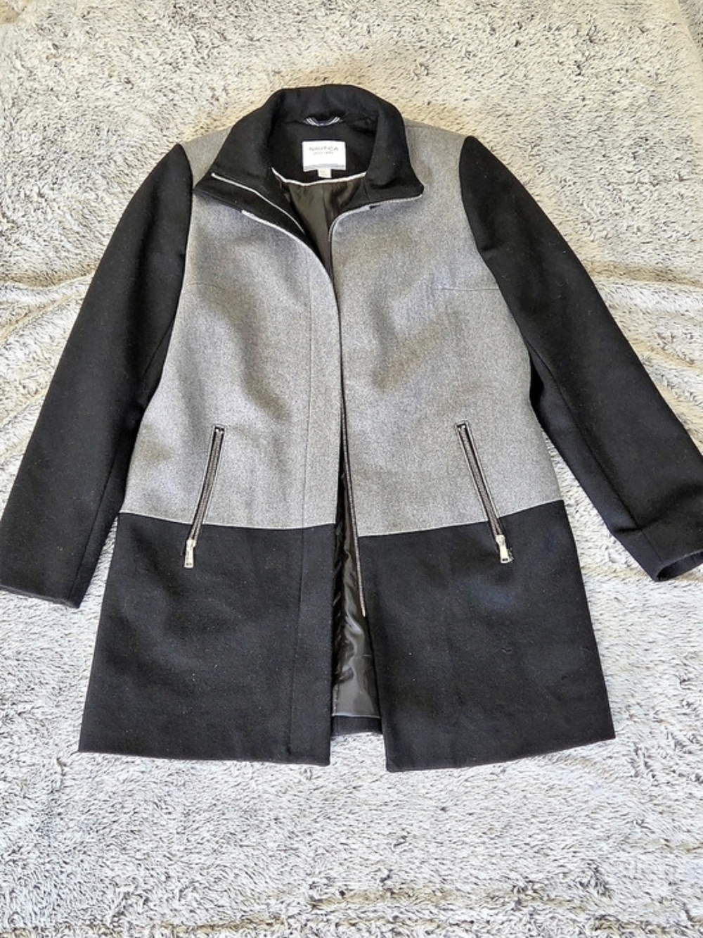 Nautica Color Block Coat Gray & Black Size Medium